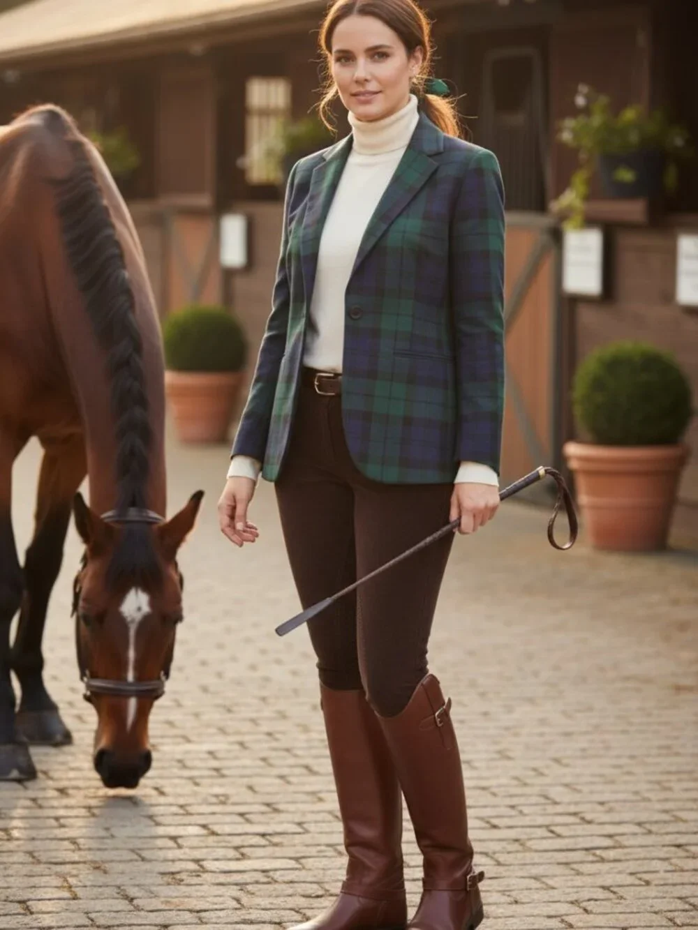 J.Crew Black Watch Tartan Plaid One Button Blazer Jacket Size 2